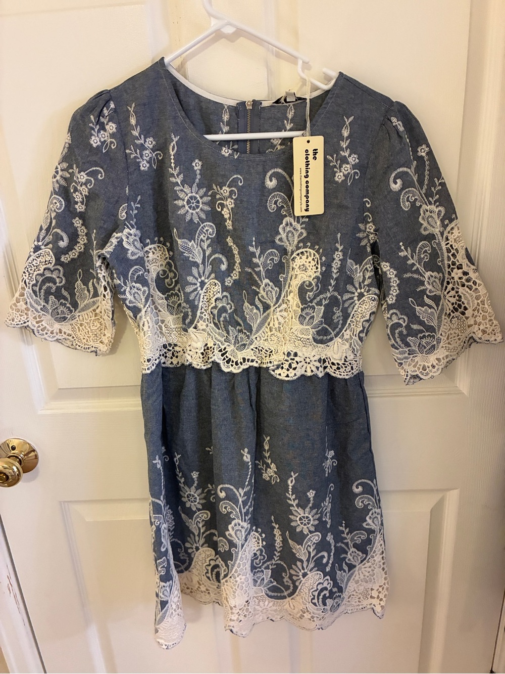 Blue Lace-Trim Dress